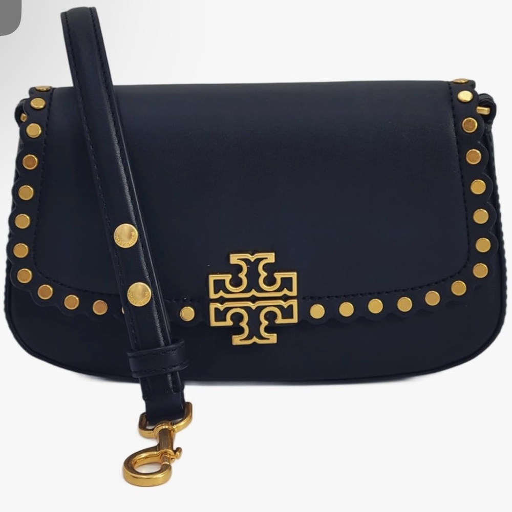 Tory Burch Black and Gold Crossbody Bag with Chain Strap